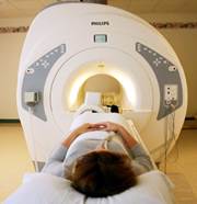 Picture of a patient entering an MRI scanner