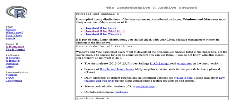 Instructions for downloading and installing R