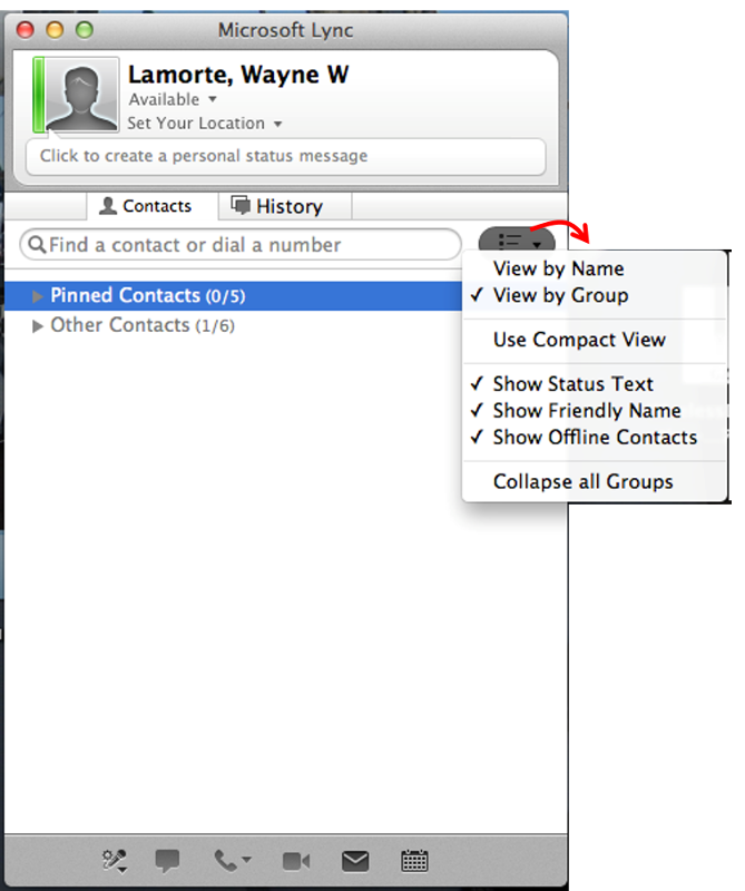 skype for business status options mac
